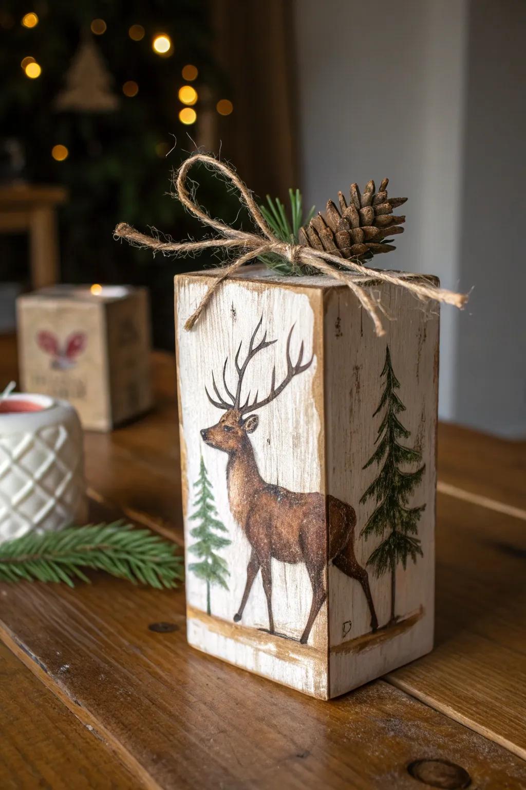 Infuse your holiday decorations with country charm by using this handcrafted lumber piece reindeer.
