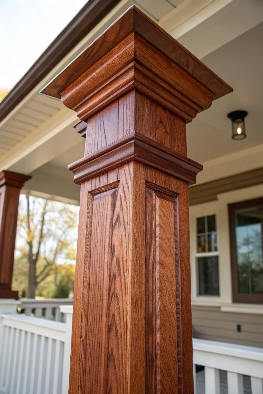 Boost your home's aesthetic with ageless wooden post coverings—where artistry encounters classic elegance.