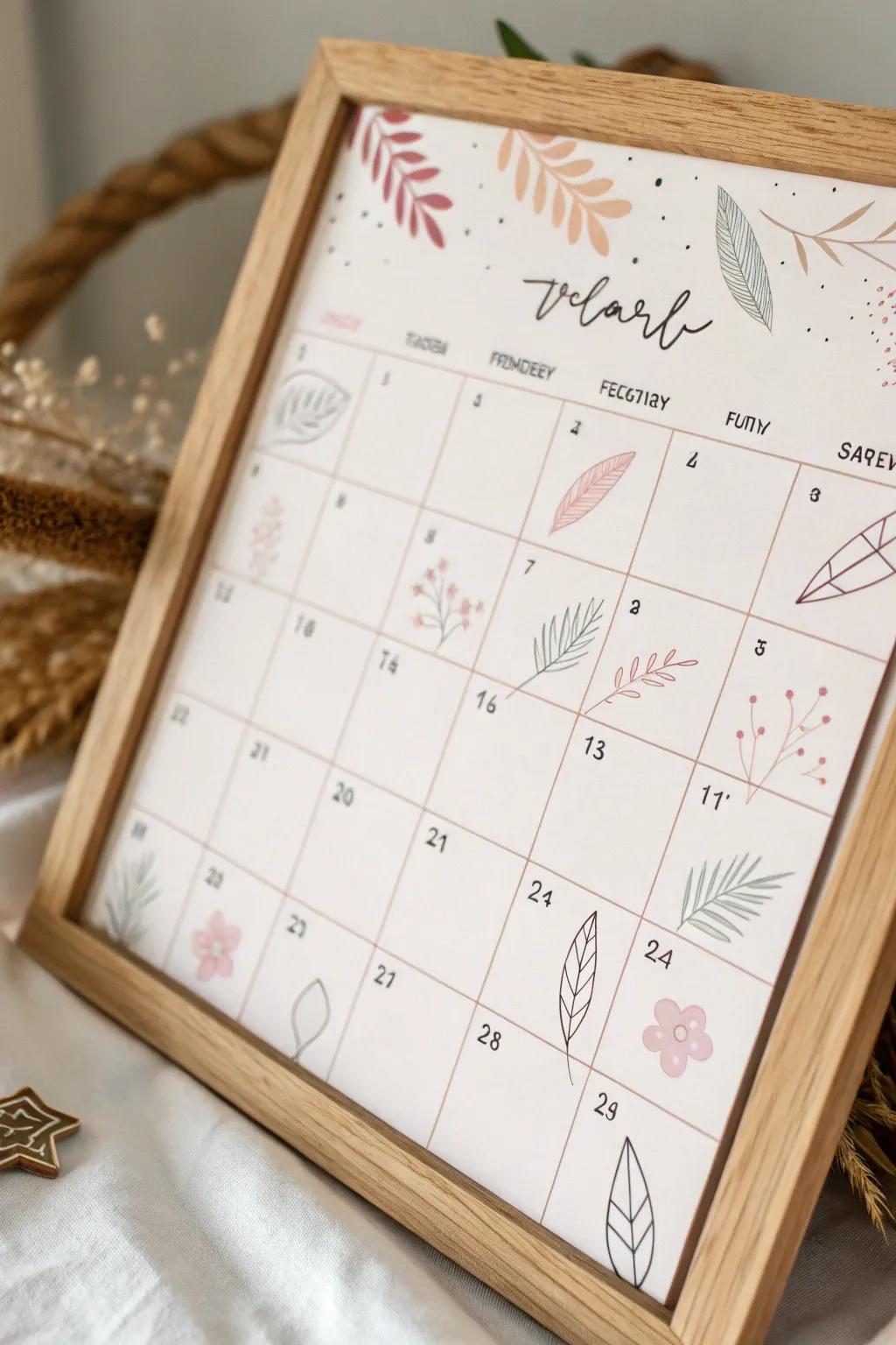 Let your creativity flow and doodle through your days with this enchanting calendar idea for August!