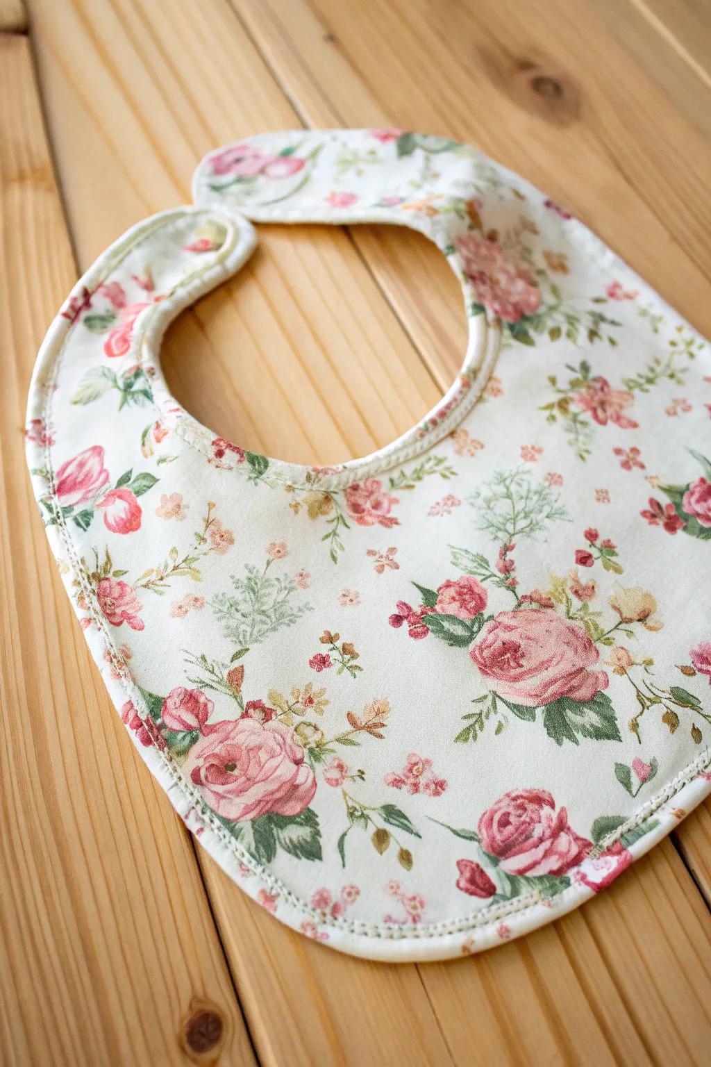 Capture the allure of the garden with this stunning blossom time bib, a seamless fusion of Scandinavian simplicity and bohemian sophistication.