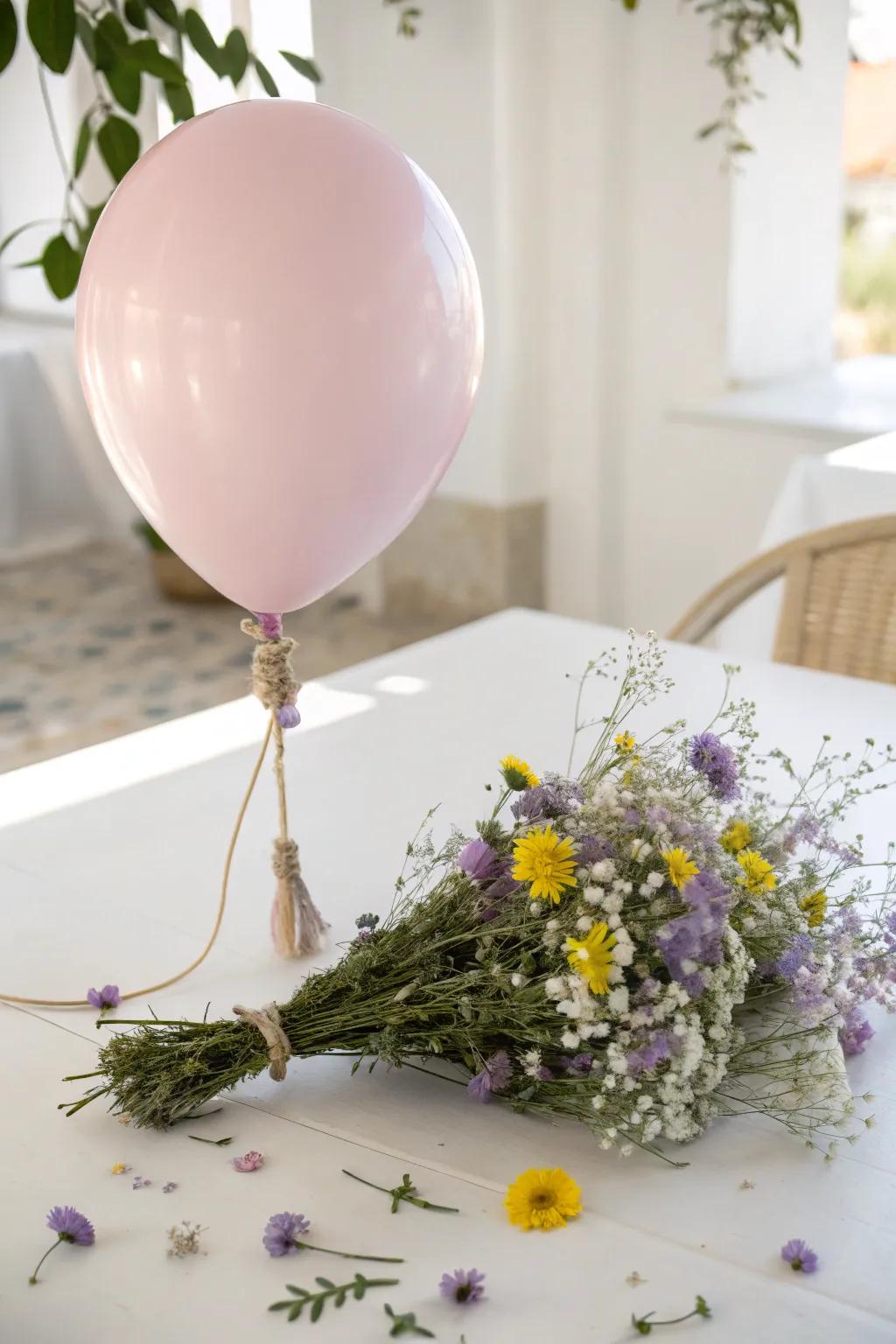 Playfulness meets sophistication: A floral balloon bouquet that breathes spring into any occasion.
