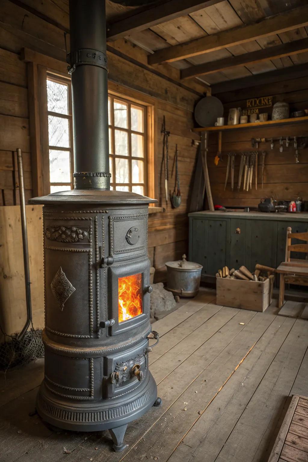 Warmth Enhanced: Revolutionize your space through the grace of a traditional cask heater.