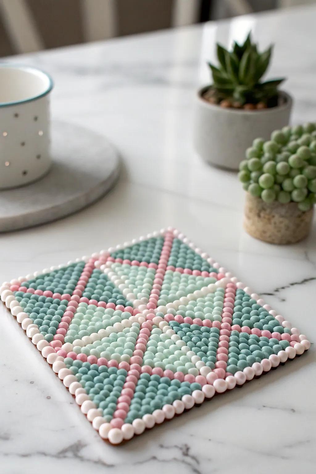 Elevate your table setting with these charming fused bead coasters, a testament to your artistic touch!