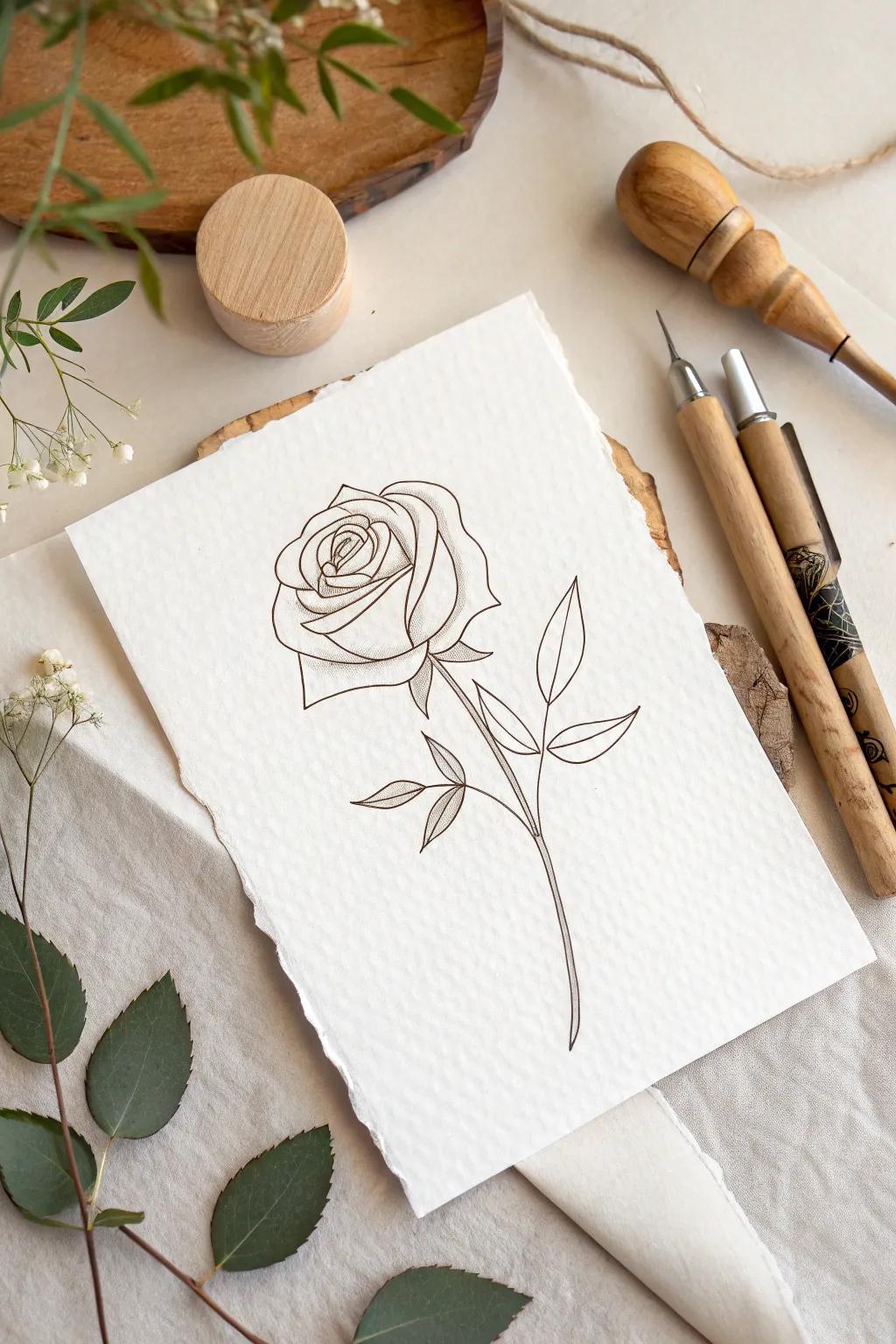 Capture simplicity and grace with a line-drawn gardenia, ideal for your minimalist drawing pad.