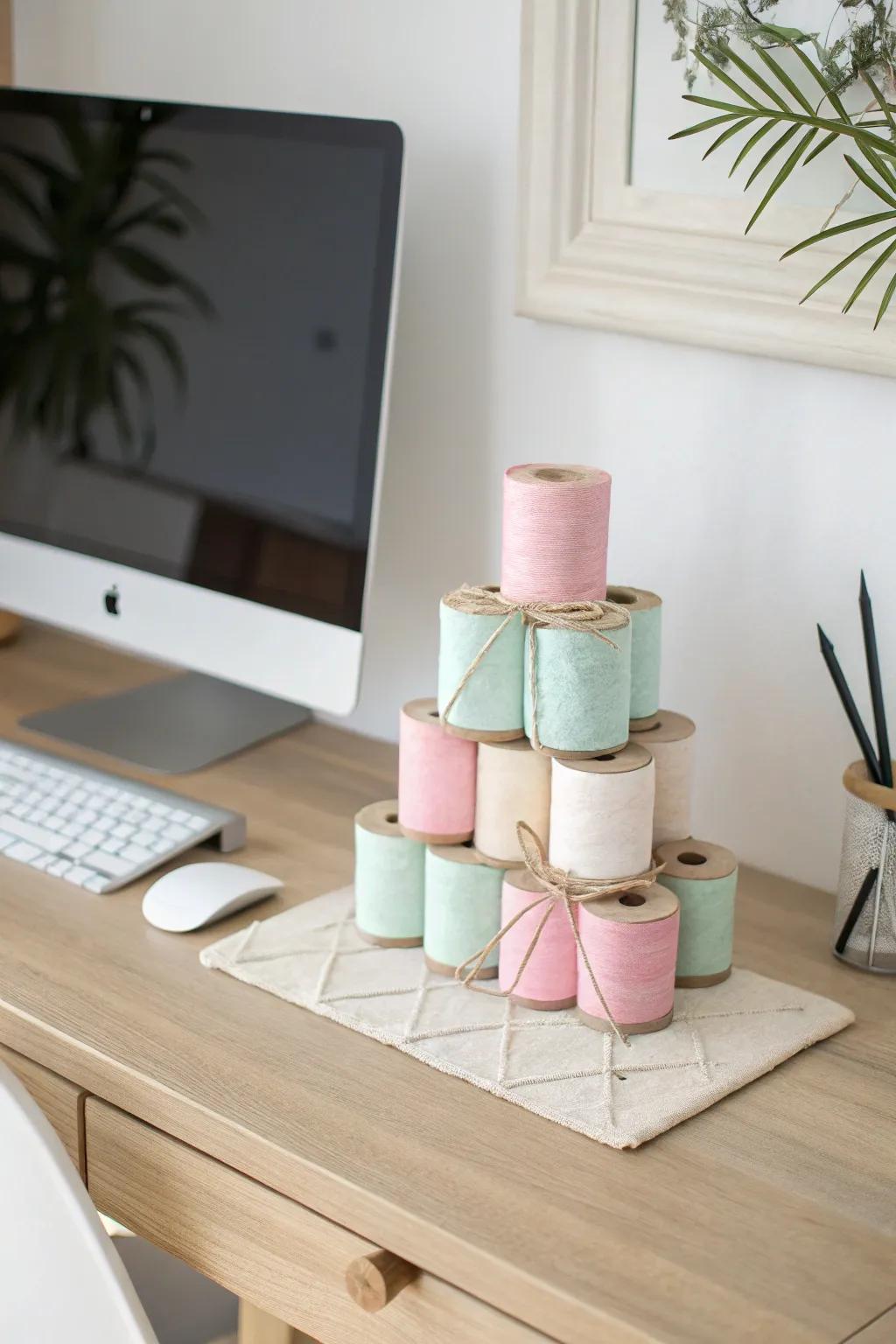 Revamp your workspace with this elegant and eco-conscious desk organizer—where ease harmonizes with artistry. #DIYBeauty #ScandiBoho