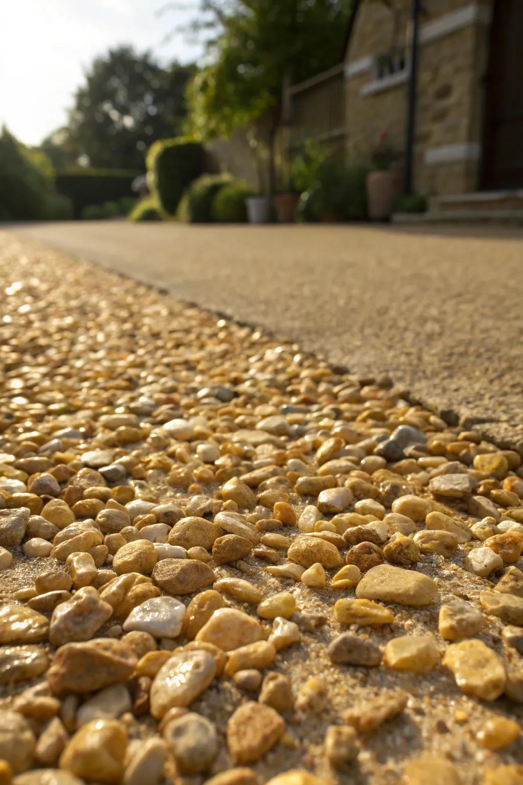 Enhance your driveway with the enduring appeal of sunstone nuggets.