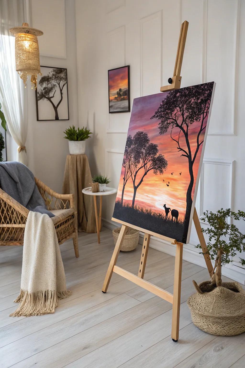 Spark your creativity with a Sunset Silhouette Creation—where vivid skies meet imaginative outlines.