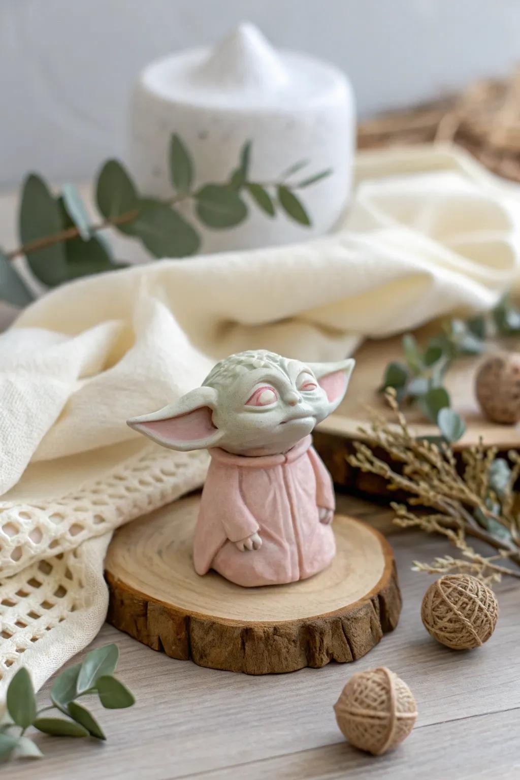 Shape your own miniature zoo: behold this delightful baby Yoda clay sculpture!