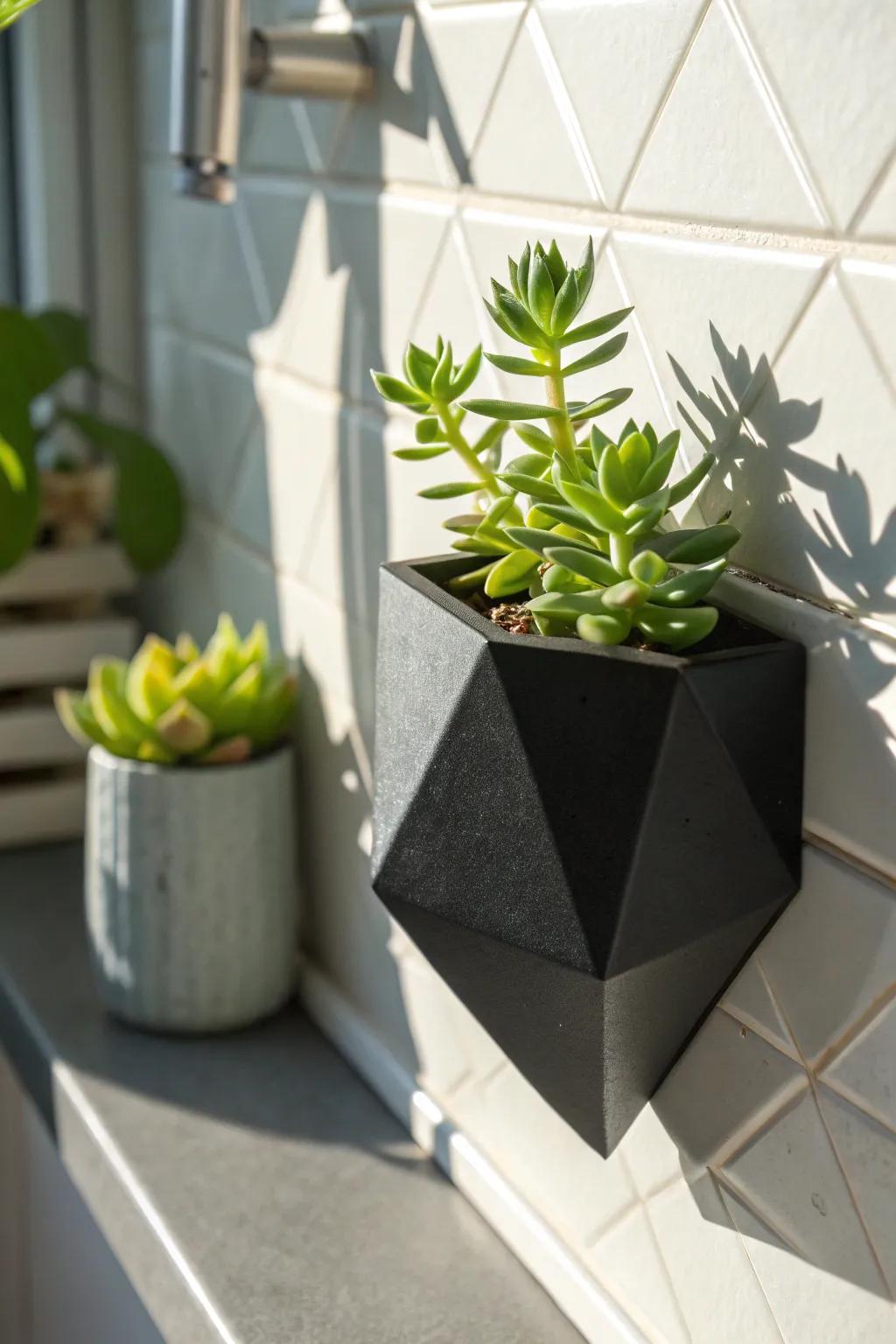 Elevate your home's aesthetic with the understated sophistication of geometric wall planters, ideal for adding a dash of contemporary flair.