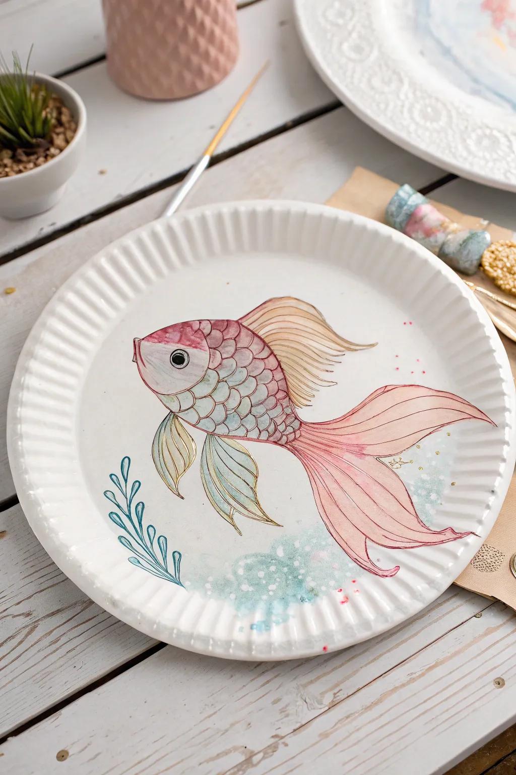 With this delightful handcrafted paper plate fish, dive into artistry where imagination converges with minimalist sophistication.