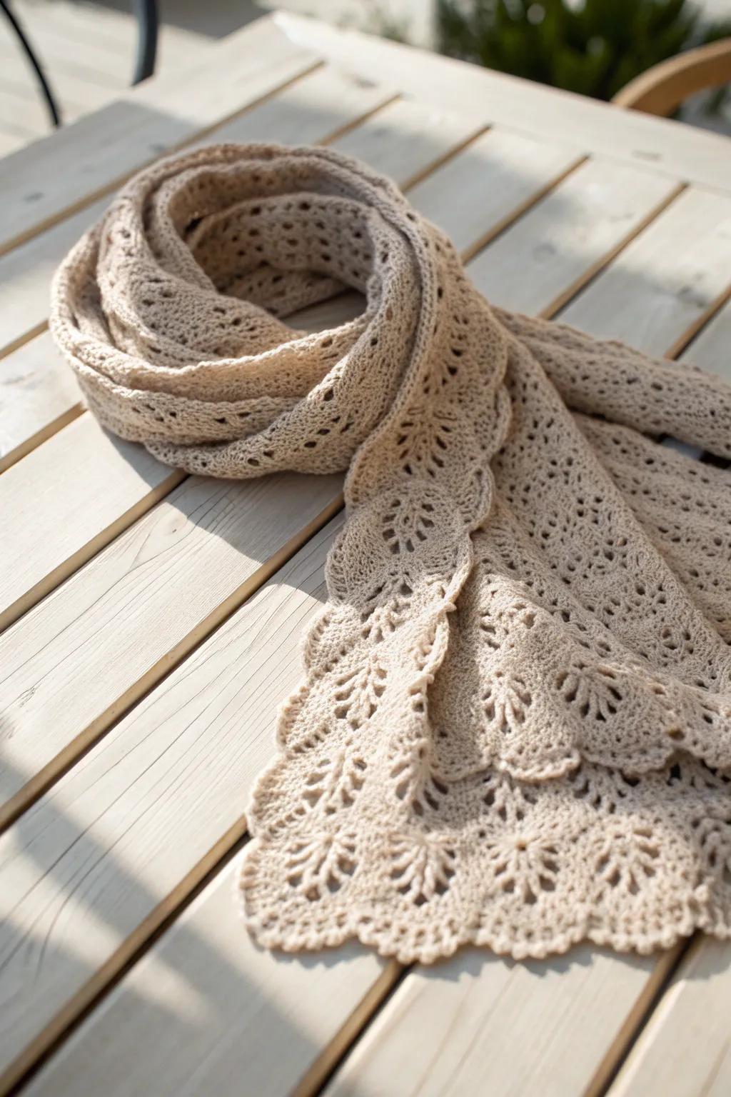 Let joy guide your hook as you make wonderful scalloped edges that bring playful grandeur to your scarf.