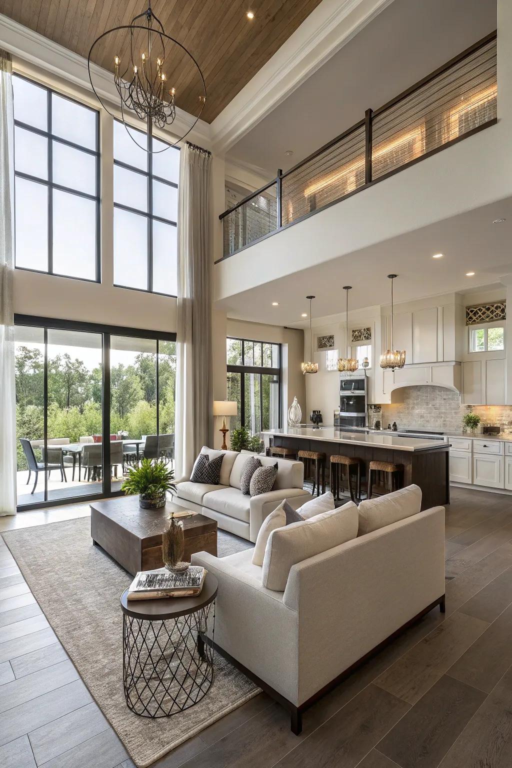 An inviting integrated concept area merging the cooking space and lounge.