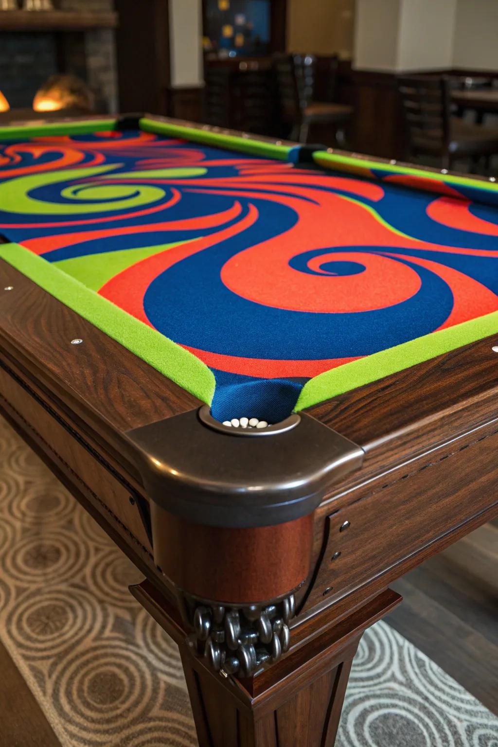 Turn your game room into a masterpiece with bold, custom billiards felt designs that resonate profoundly.