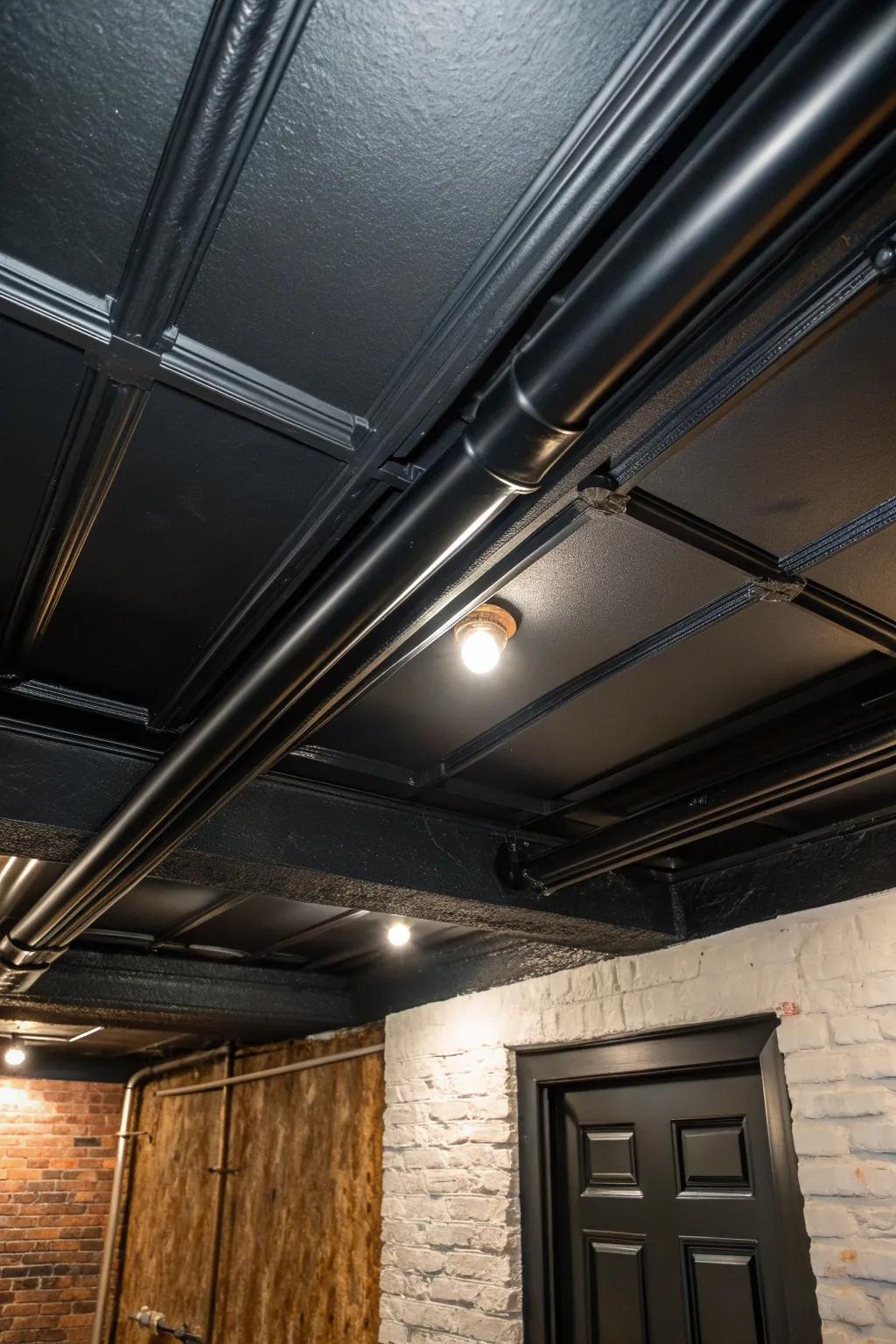 Turn your basement ceiling into an industrial work of art with an audacious coat of paint.