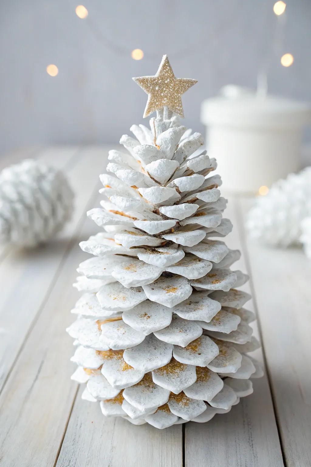 Enhance your holiday ambiance with a simple yet striking DIY pine cone Christmas tree, where the serenity of Scandinavian design harmonizes with the free-spirited charm of boho aesthetics.