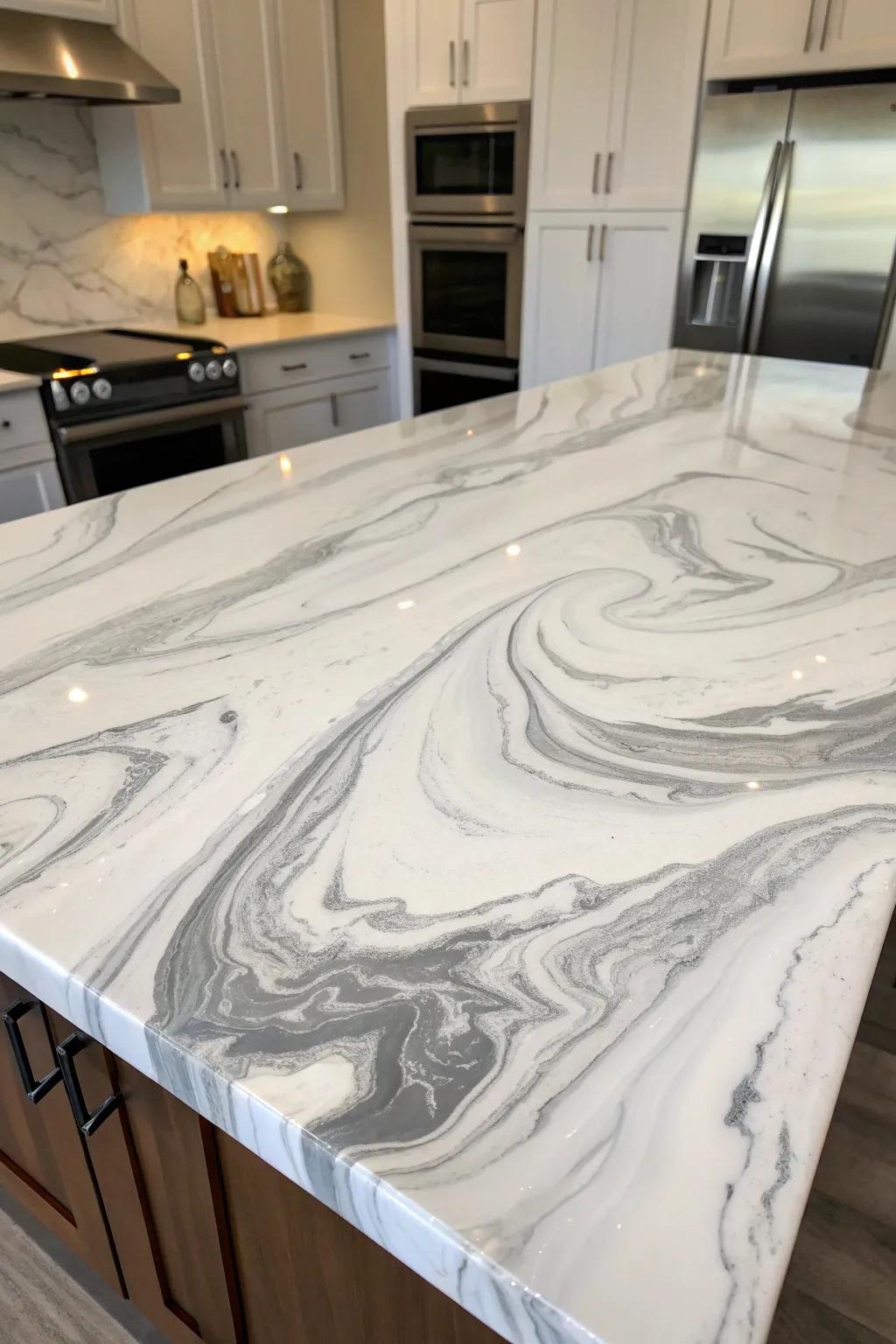 Revitalize your kitchen with the captivating charm of a do-it-yourself epoxy marble countertop.