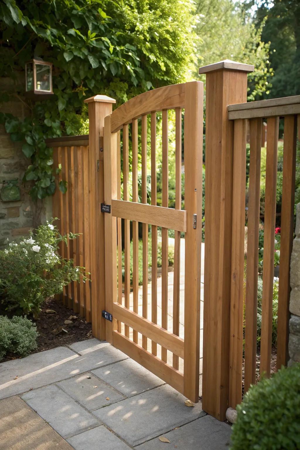 Enhance your garden with a hint of countryside allure: a handmade timber slat gate.