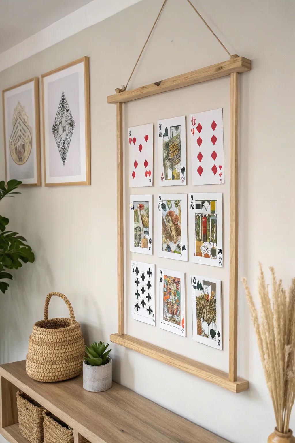 Enliven your decor with framed playing card artistry—a harmonious mix of reminiscent memories and minimalist allure.