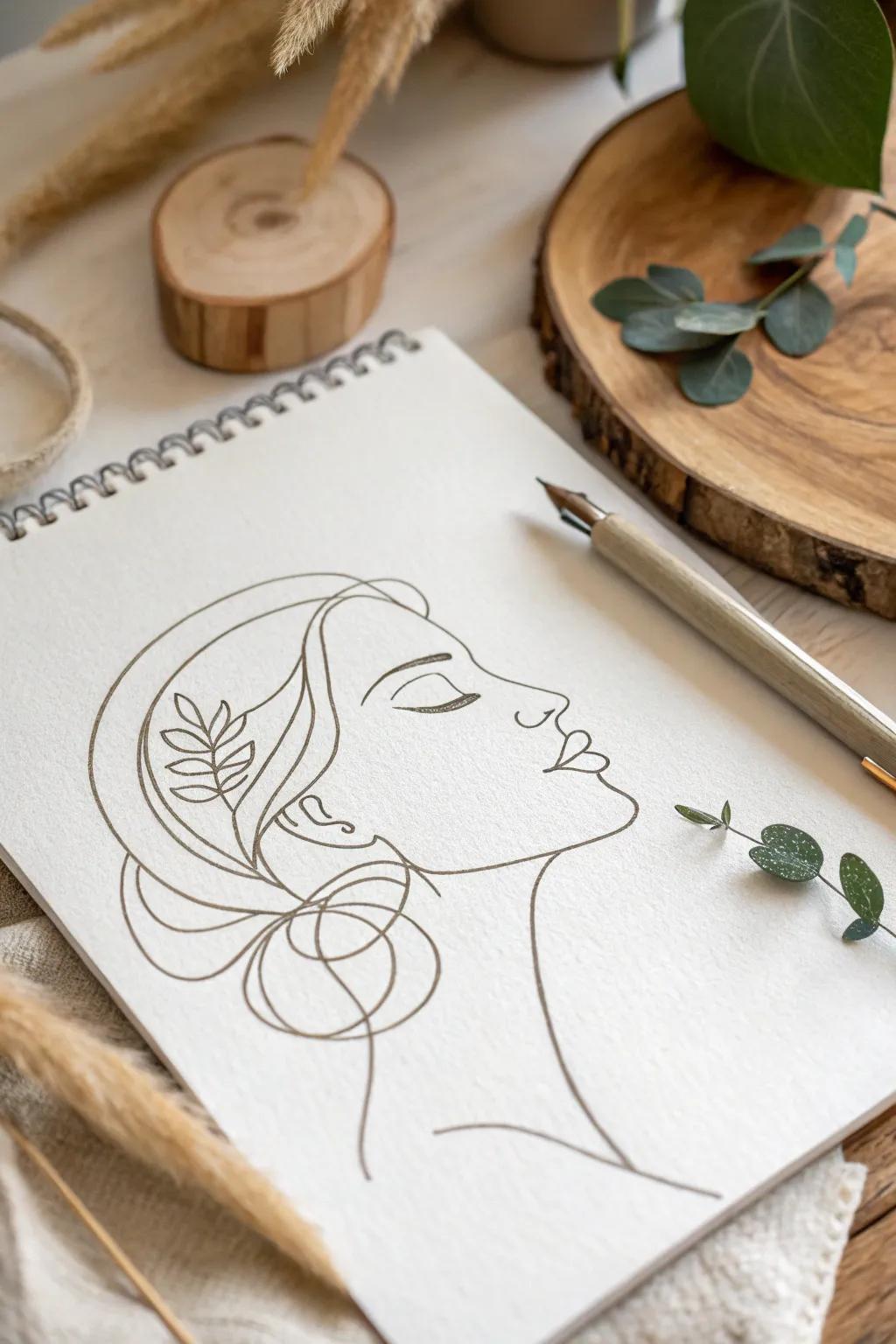 Discover the beauty of simplicity with continuous line portraits – a minimalist treasure waiting to be brought to life!