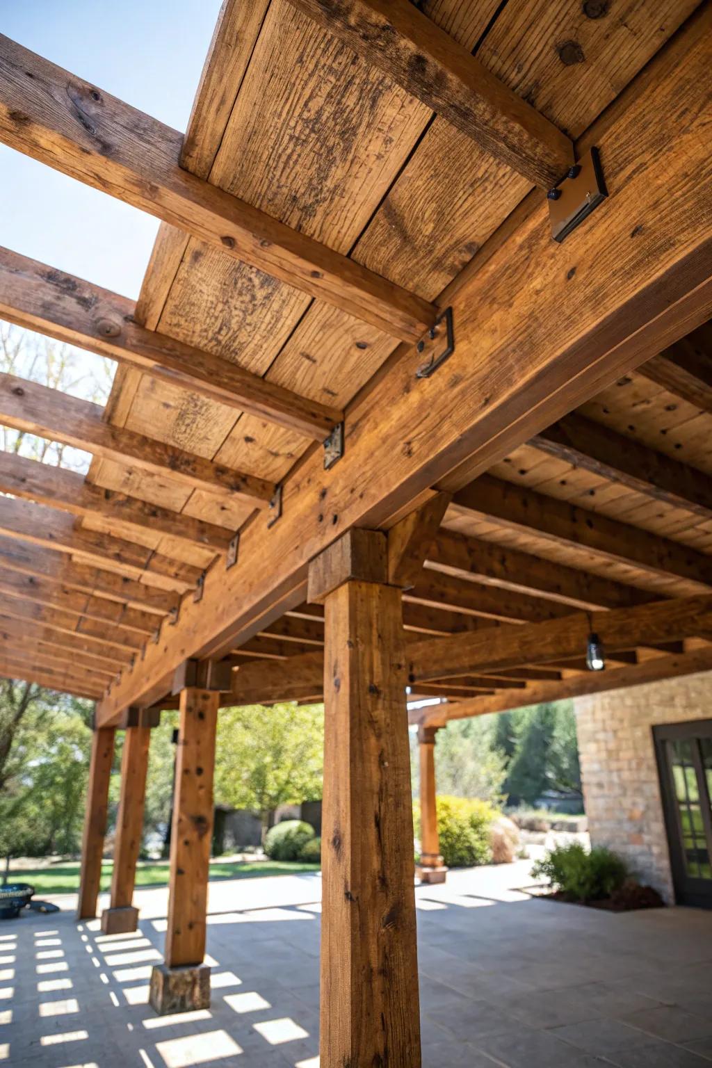 Embrace the ageless allure of countryside timber framework for your patio sanctuary.