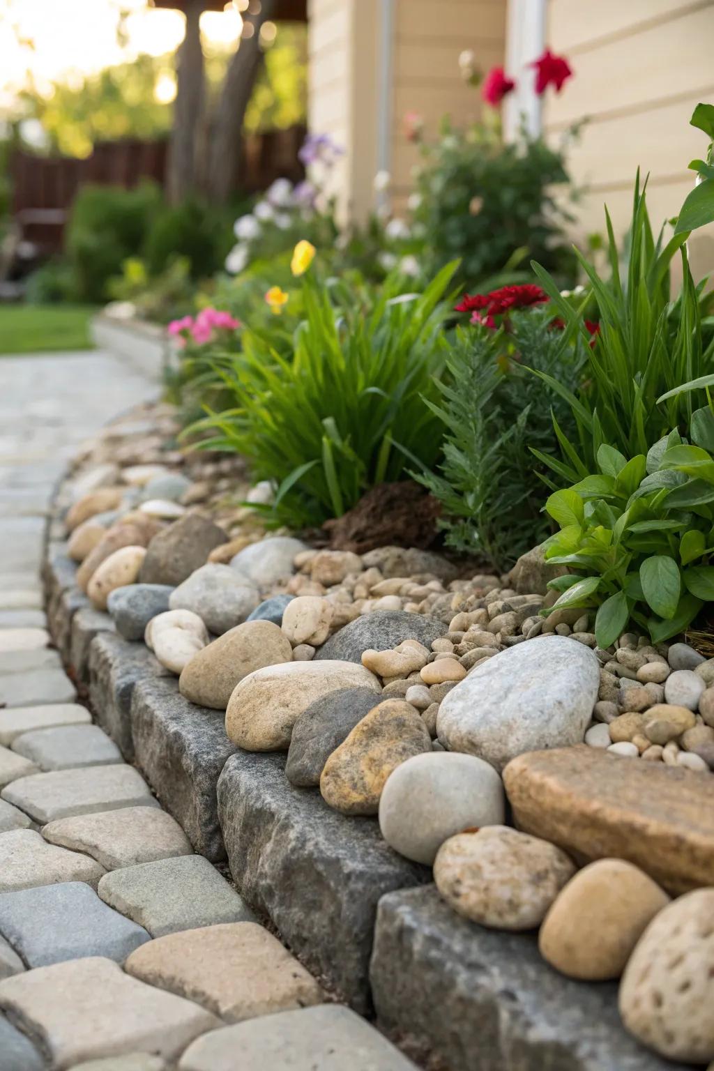Savor the rustic allure of the outdoors with exquisitely fashioned stone perimeters for your yard.
