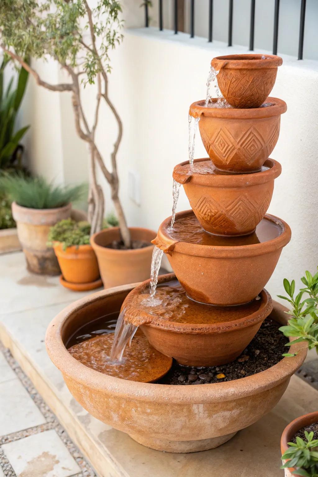 Find tranquility with a terracotta cascade—a gentle, natural melody for your surroundings.
