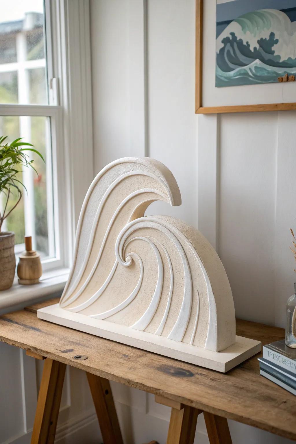 Welcome peace with this ocean-inspired abstract form, a superb fusion of minimalist style and natural beauty.