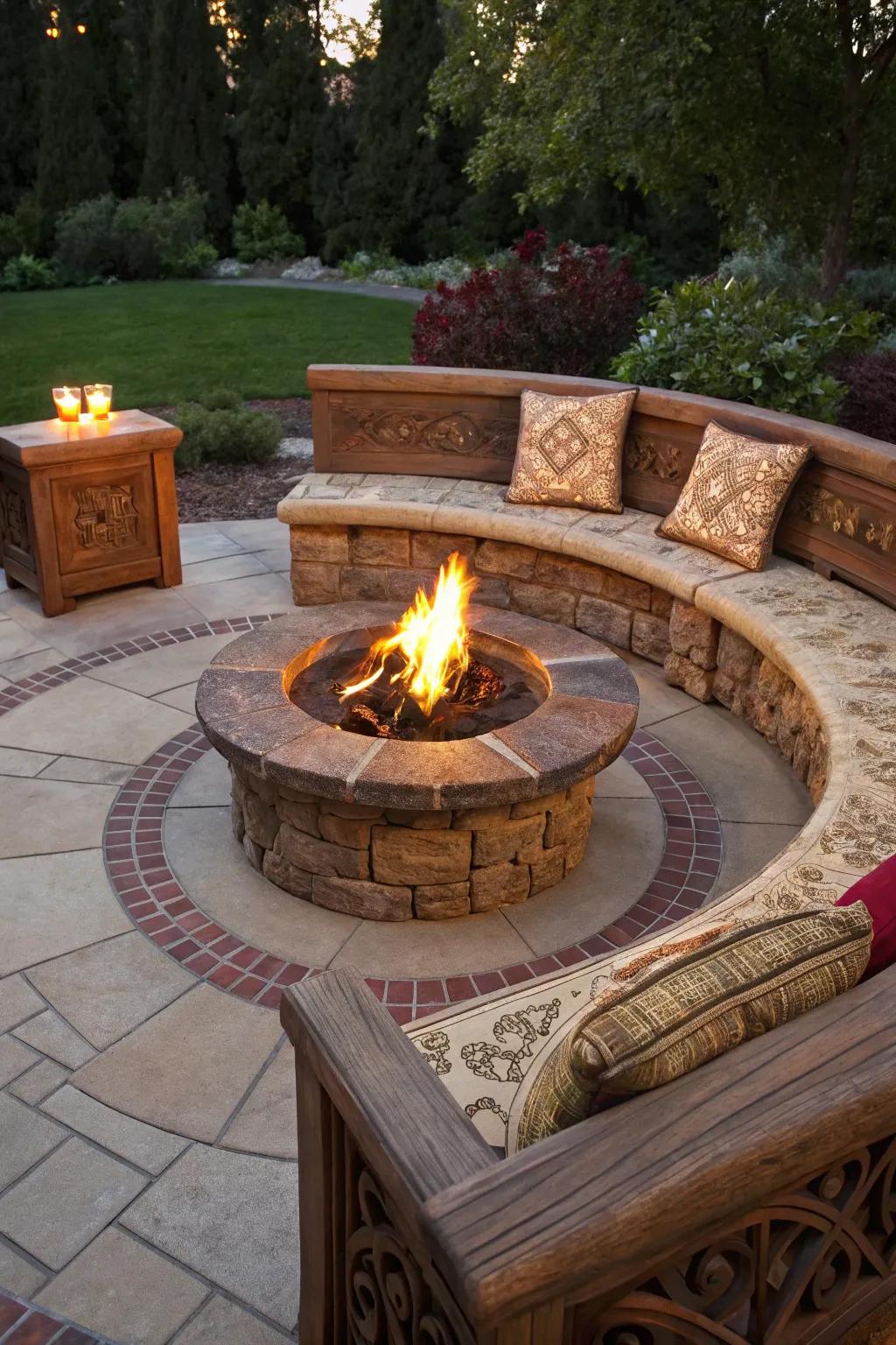 Immerse in the allure of Harmonious Circular Arrangement, where superior craftsmanship melds with the pleasure of comfortable fireside meetings.