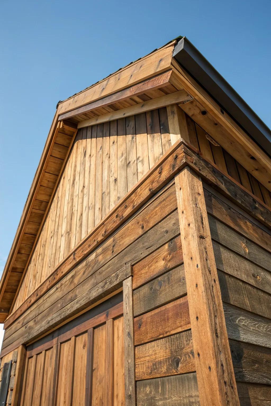 Enhance your garage design with the ageless allure of rustic timber artistry.