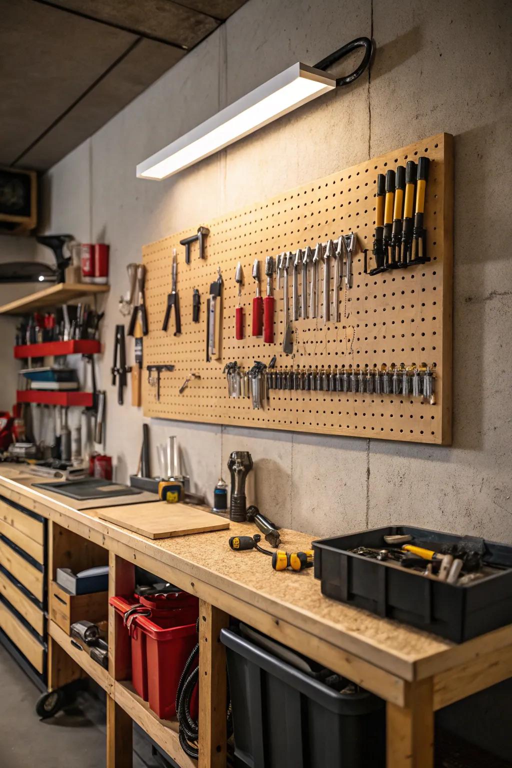 Revolutionize your garage into a model of efficiency with ingenious tool arrangement solutions. Pegboards are the key to a neat, clutter-free workspace.