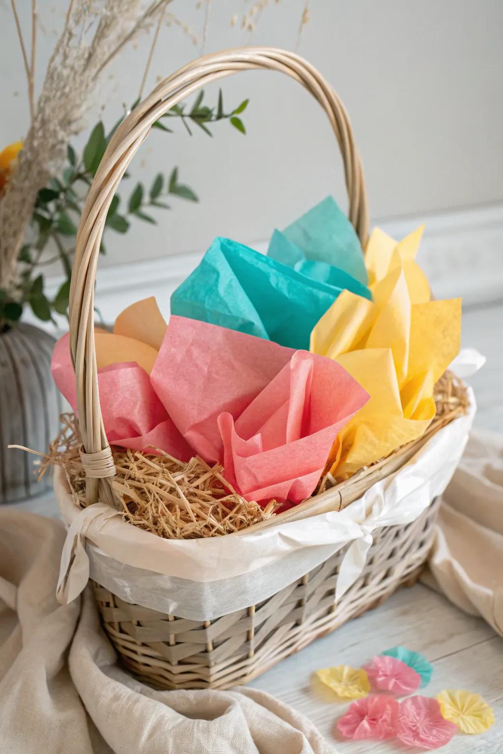 Enhance your gifts with lively paper adornment hues, bringing joy and festivity.