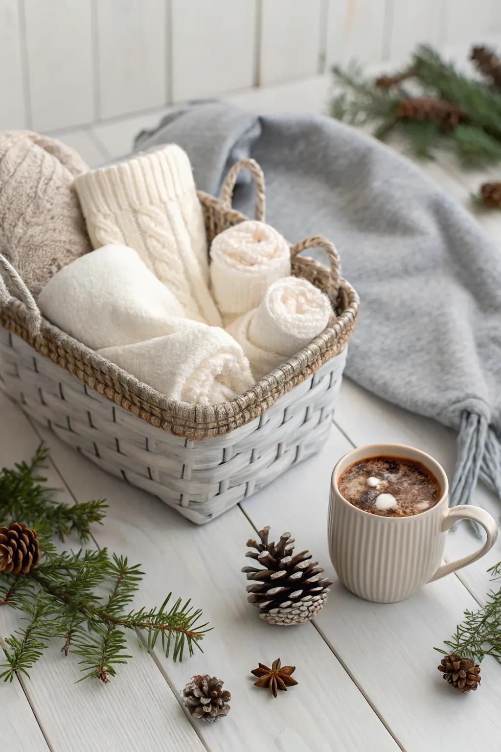 Immerse yourself in the warmth of our Snug Winter Comfort Hamper, a harmonious fusion of comfort and elegance.