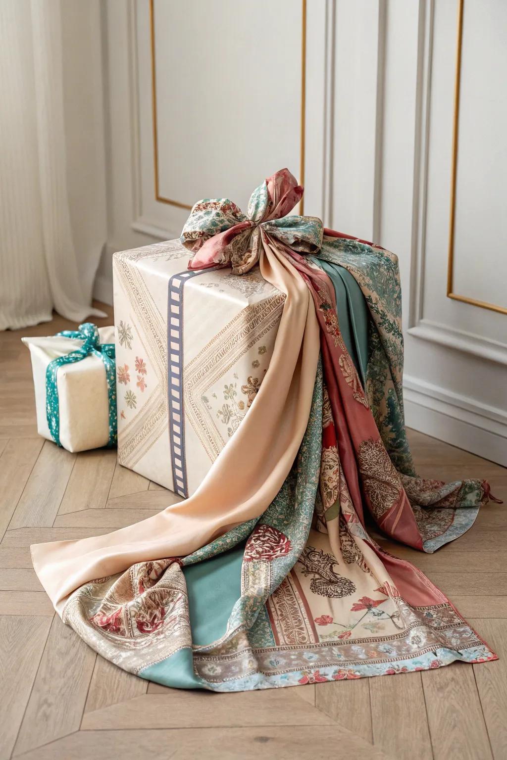 Amplify your gift presentation with a hint of class and sustainability via a vibrant fabric wrap.