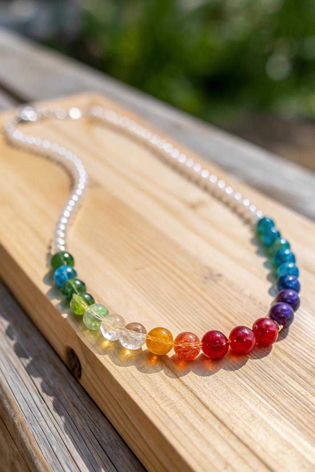 Infuse a dash of vibrant refinement with this hand-assembled glass beaded necklace, impeccable for any minimalist wardrobe.