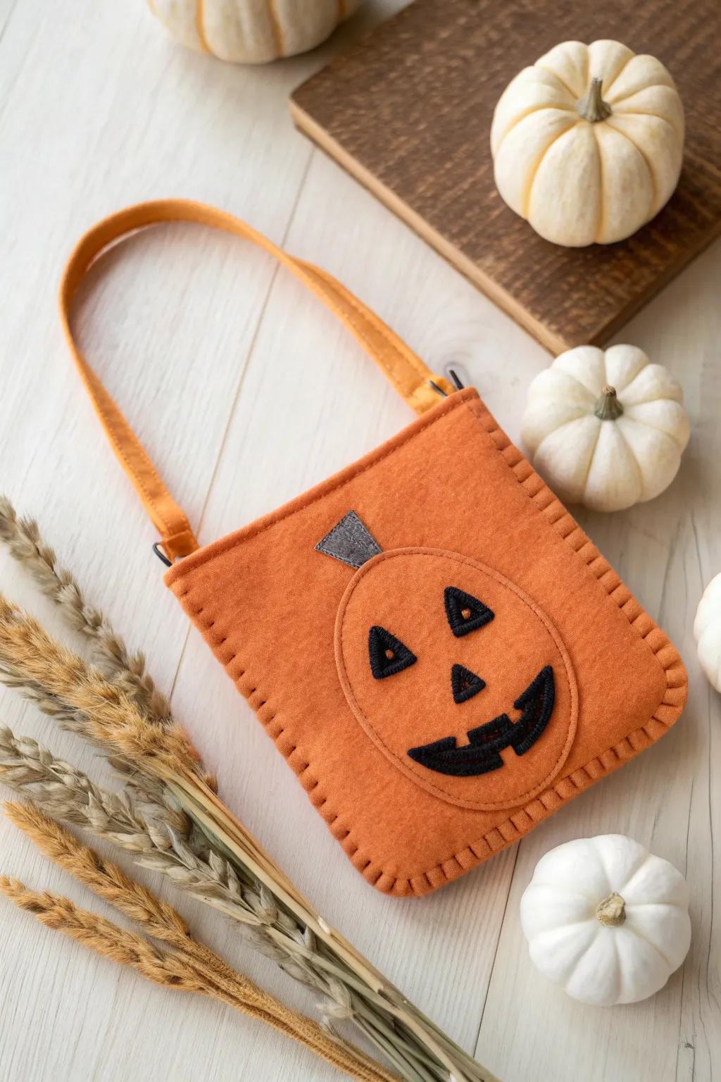 Embrace Halloween with this enchanting gourd pouch, where simplicity intertwines with festive merriment!