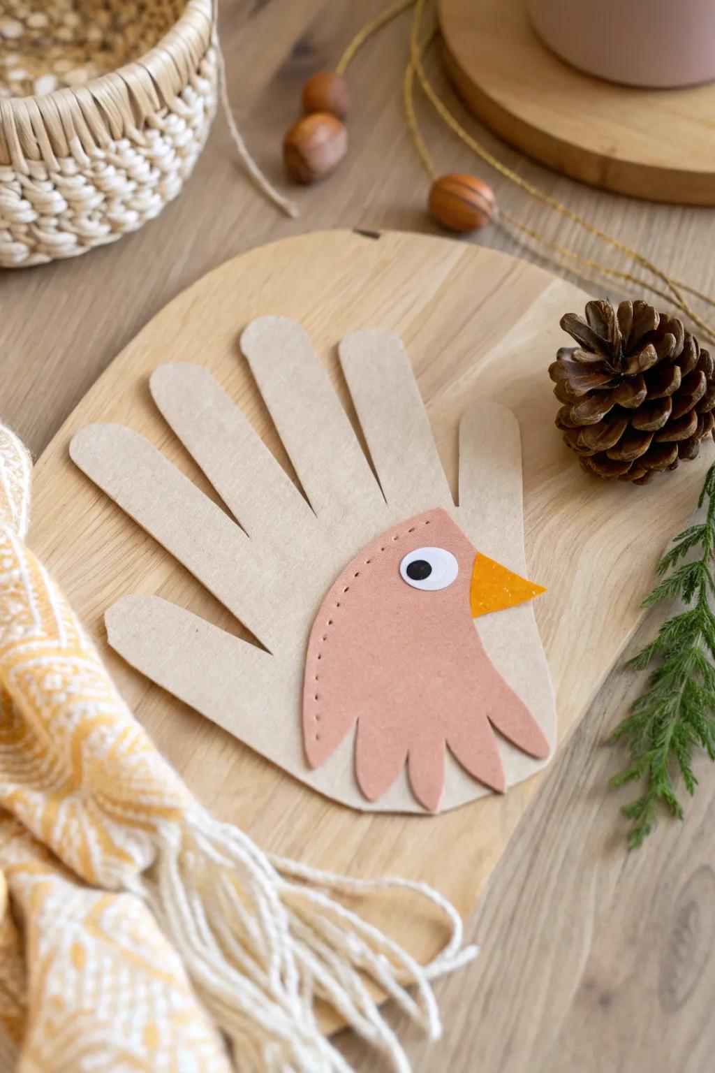 Welcome Thanksgiving with a minimalist hand turkey, where charm meets elegance. 🍂🦃 #ScandinavianStyle #MinimalistCrafts