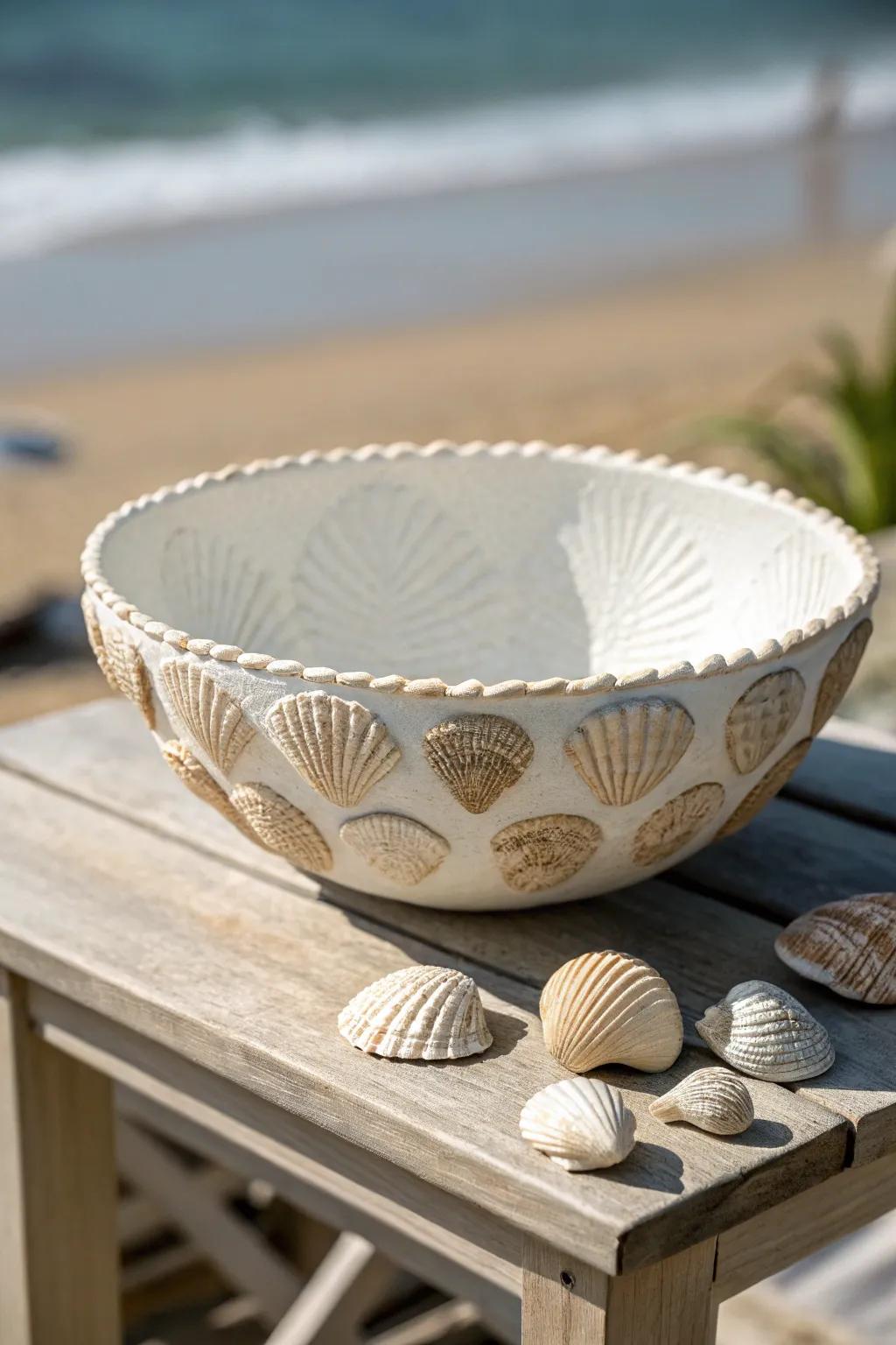 Infuse your home with the tranquil elegance of the coast through a seashell-adorned bowl, seamlessly merging nature and craftsmanship.