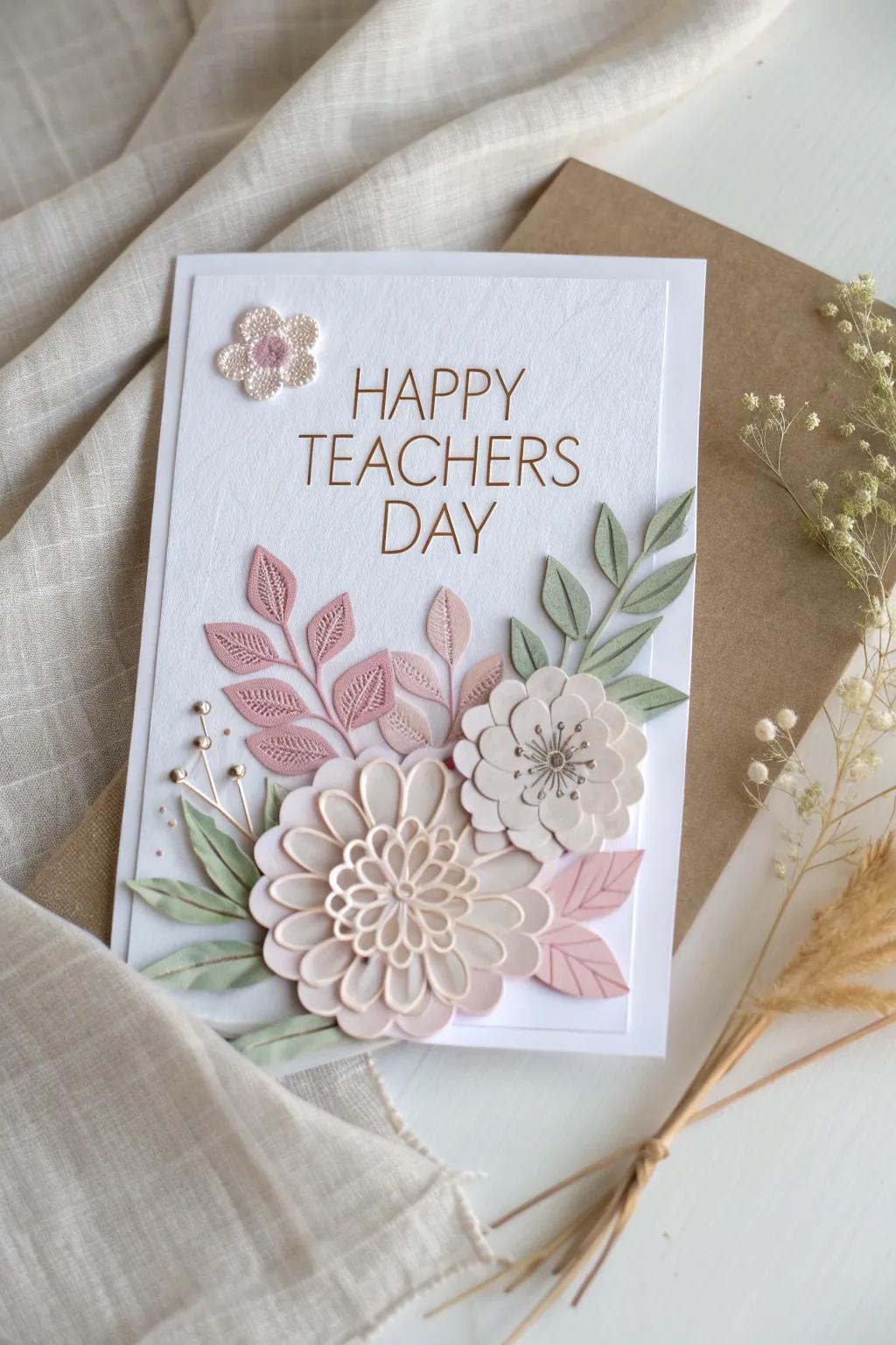 Mark Teachers' Day with a personal creation: a botanical paper cut-out card that communicates volumes through simplicity and elegance.