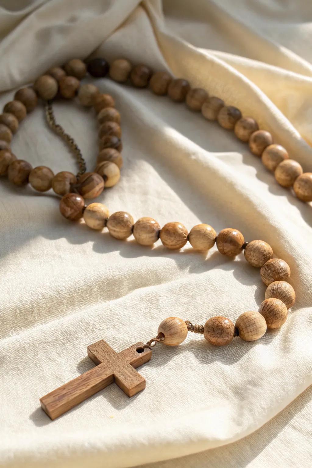 Revel in the inherent beauty and rustic charm of hand-fashioned timber bead rosaries. 📿✨ #ScandinavianStyle #MinimalistBoho #Craftsmanship