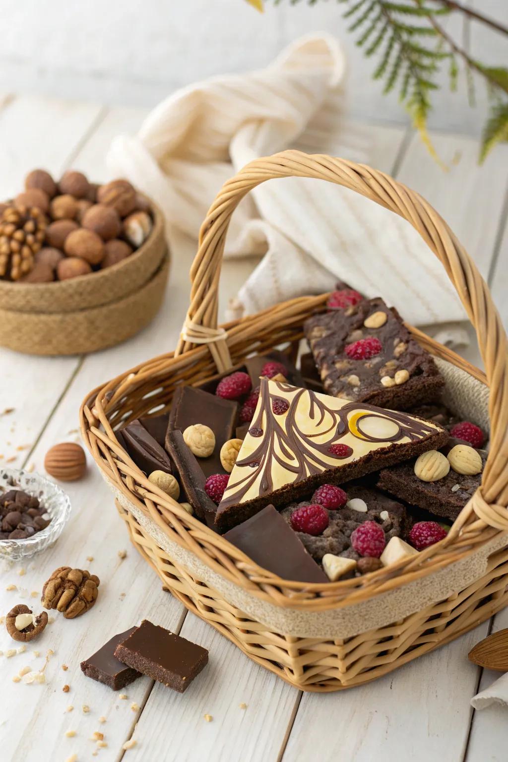 Savor the simplicity of sweetness with a handmade chocolate basket – a perfect Valentine's gift for him.