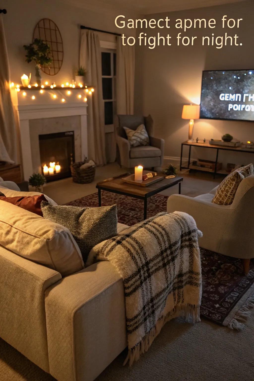 A toasty and welcoming arrangement designed to make guests feel at home.