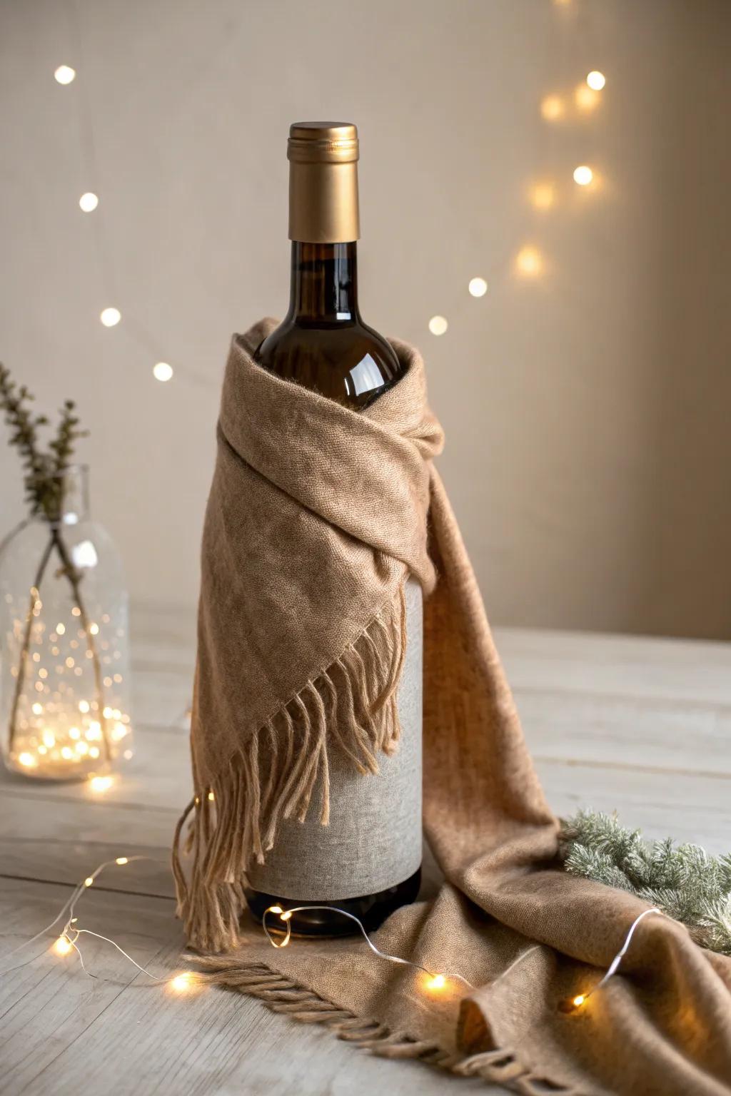 Envelop your wine bottle in comfortable refinement with a hint of minimalist grace.
