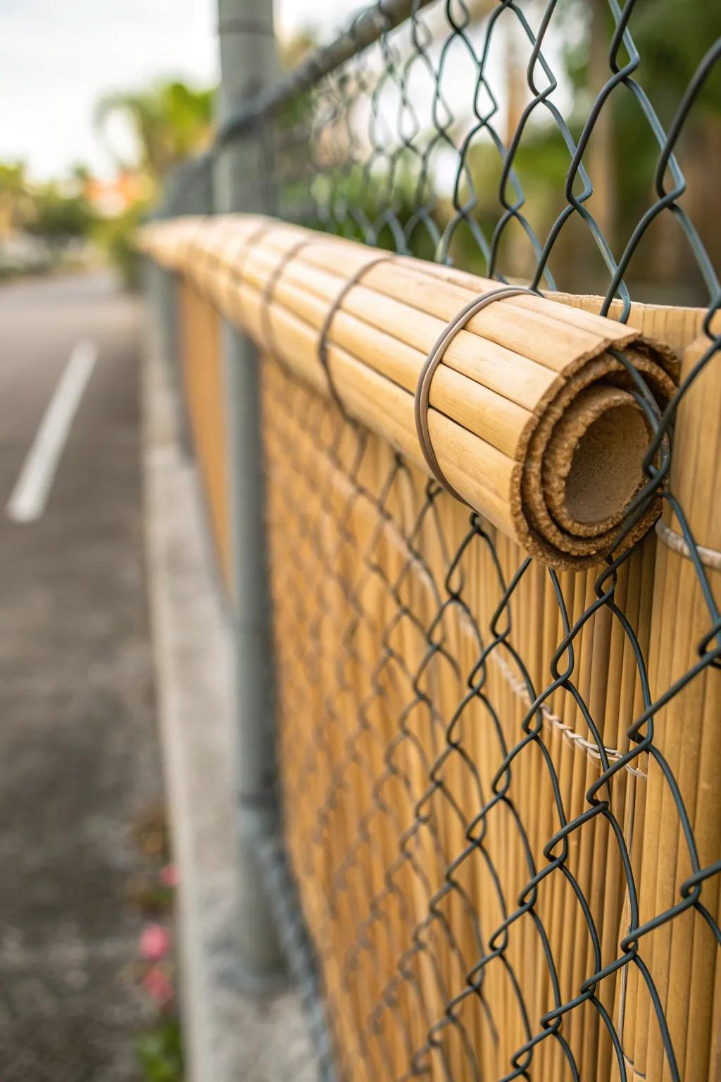 Transform your outdoor area with the welcoming embrace of bamboo rolls, crafting an instant tropical getaway.