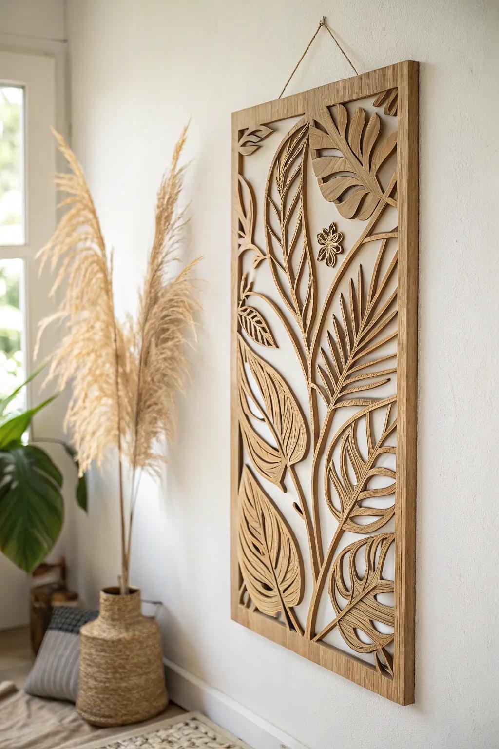 Celebrate the allure of nature with delicately carved foliage patterns.