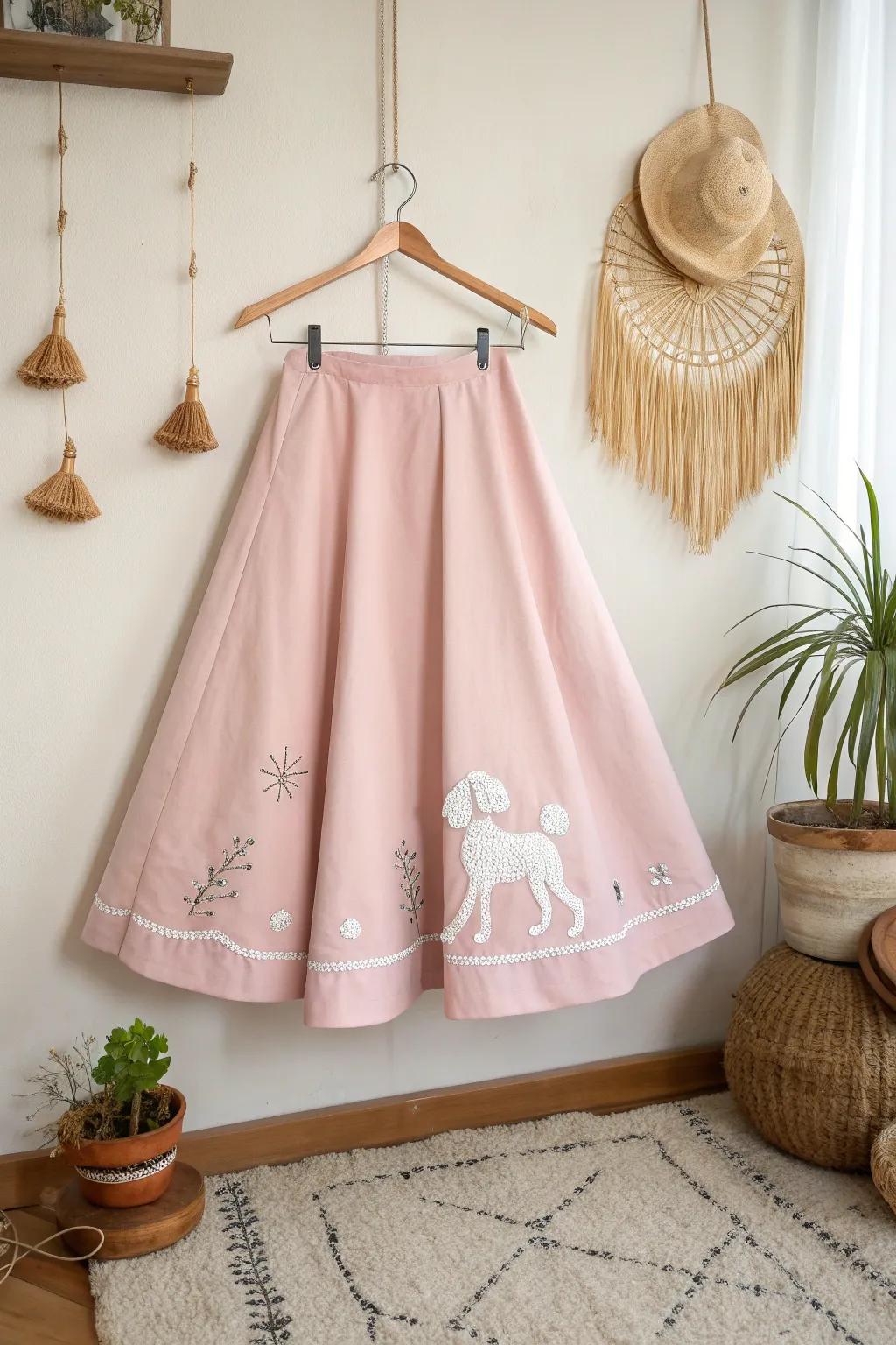 Effortlessly stylish: Reimagine your circular skirt into a 50s masterpiece with a dash of DIY enchantment. 🐩✨