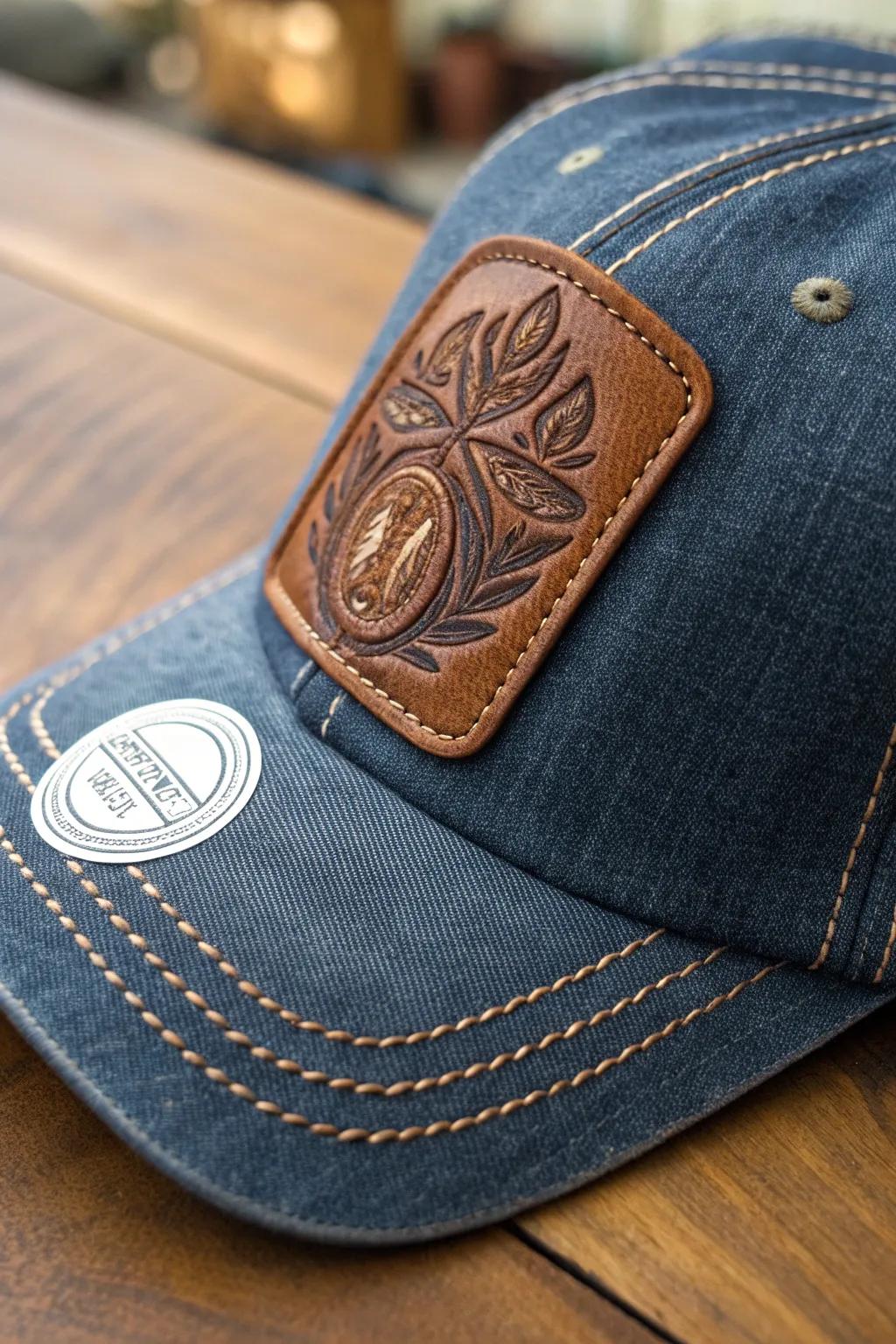 Enhance your aesthetic through the application of rustic leather touches upon your preferred cap.