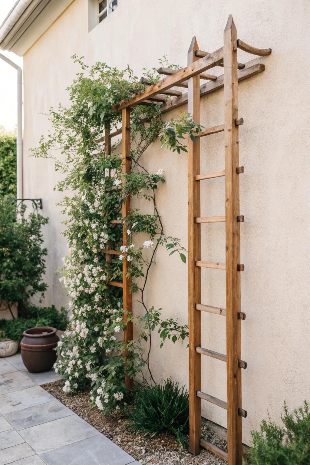 Enhance your porch with the innate allure of a minimalist arbor ornamented with fragrant climbing plants.