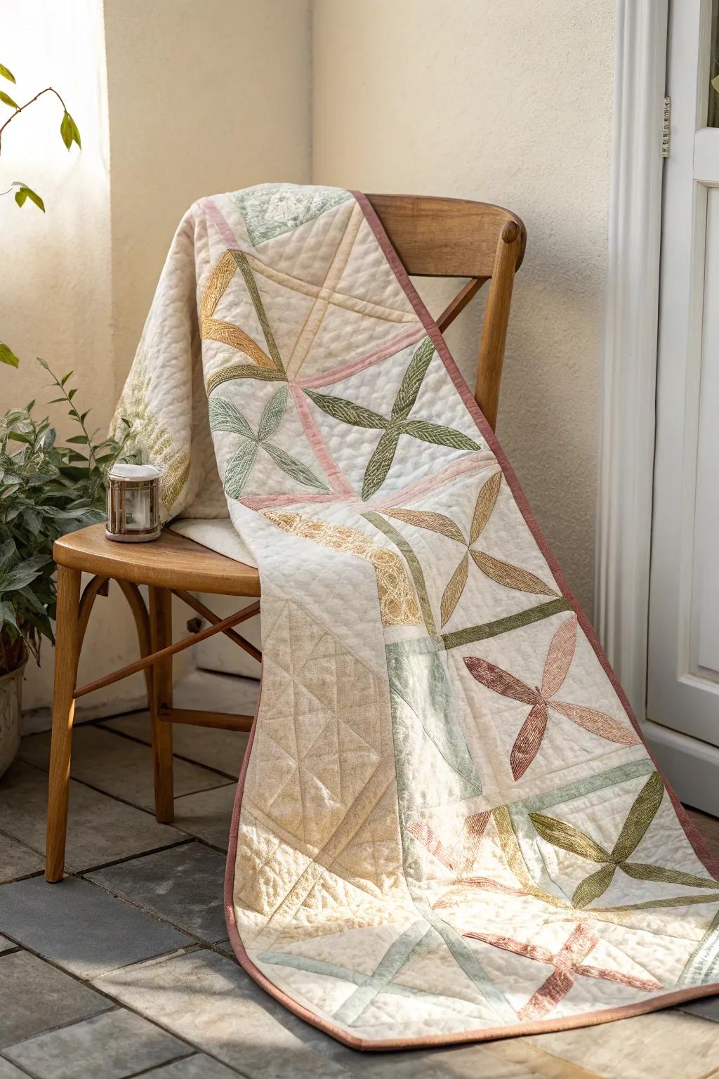 Explore the world of geometric quilting—where simplicity and elegance blend seamlessly in each square.