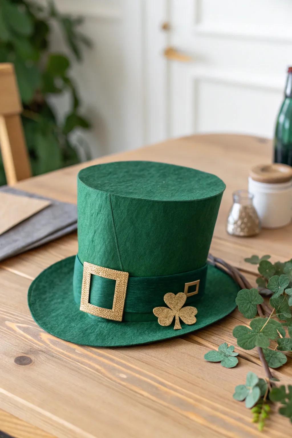 Embrace the allure of St. Patrick's Day through this handcrafted shamrock hat, ideal for infusing a spirited element into your ornamentation!