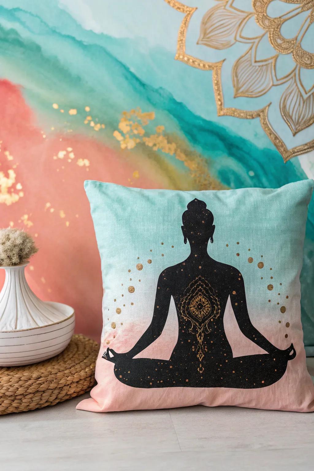Discover inner peace with this understated meditation silhouette, a flawless fusion of serenity and lively artistry.